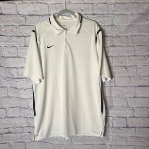 Nike Dri Fit Mens Golf Shirt XL White w/ Black Piping